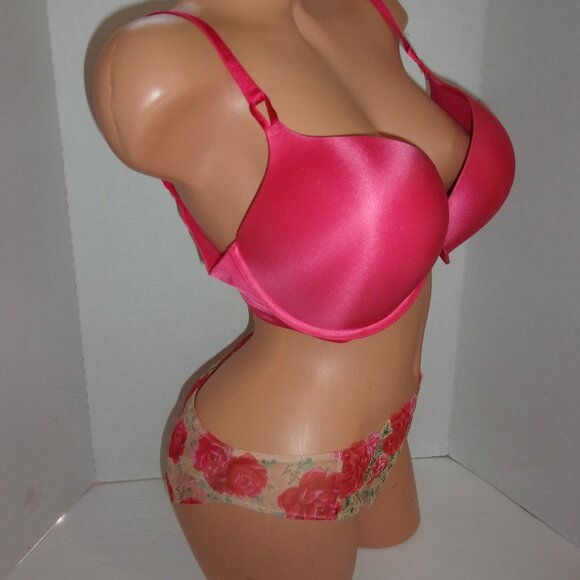Victoria's Secret  Bombshell +2 cups Coral Bra & Floral Cheekini - Picture 2 of 3